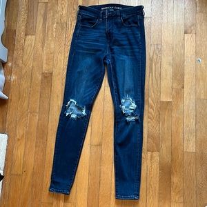 American Eagle High Rise Ripped Skinny Jeans